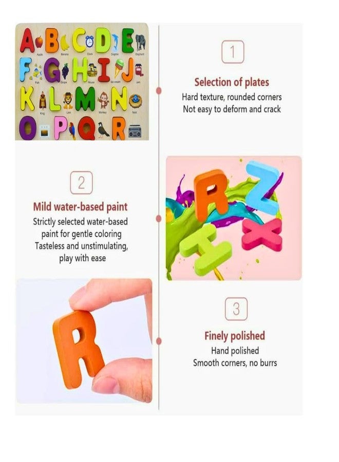 SMARTTHINKER Smart Thinker Toys Wooden English Alphabets Letters Learning Toys for Kids Boys Girls Montessori Educational Alphabet Wooden Games Vowels Puzzles Board Blocks Toy for Kids for 2 3 4 Years (ABC) - Image 5